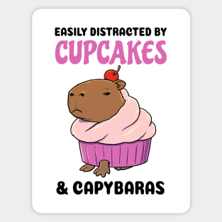 Easily Distracted by Cupcakes and Capybaras Sticker